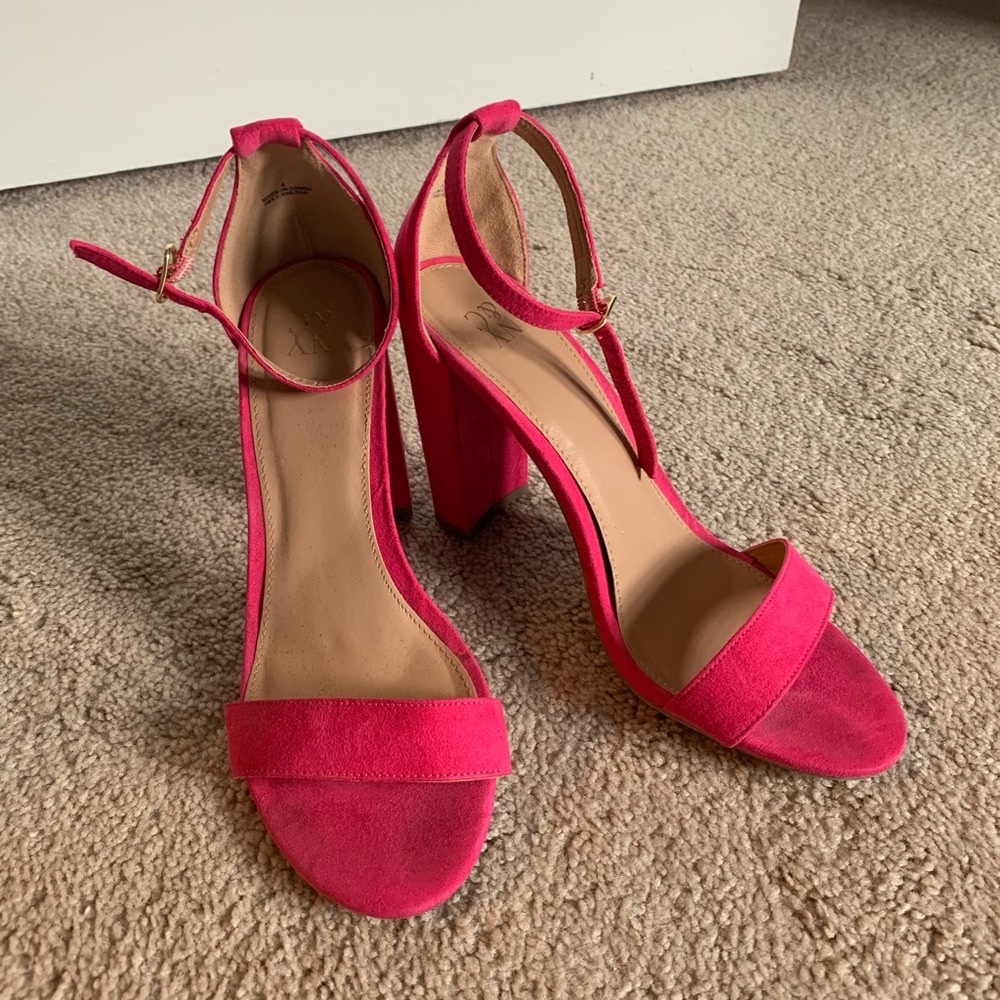 Pink strappy heels